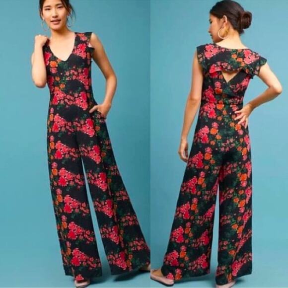 Anthropologie Plenty By Tracy Reese Laurette Floral Wide Leg Jumpsuit Size Small - Picture 1 of 13